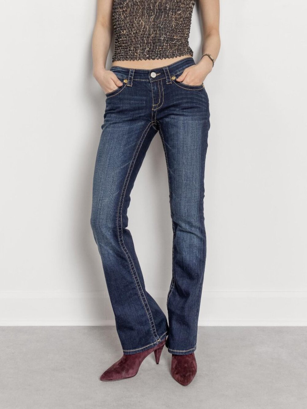 Seven 7 LOW RISE Y2K JEANS Denim Women 2000s /  37 38 Inch Hips / Size 4